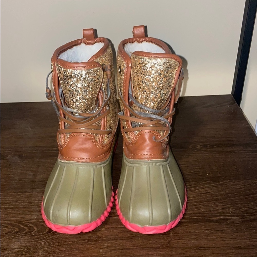 Olivia Miller Brown and Pink Rain & Snow Boots Waterproof Design